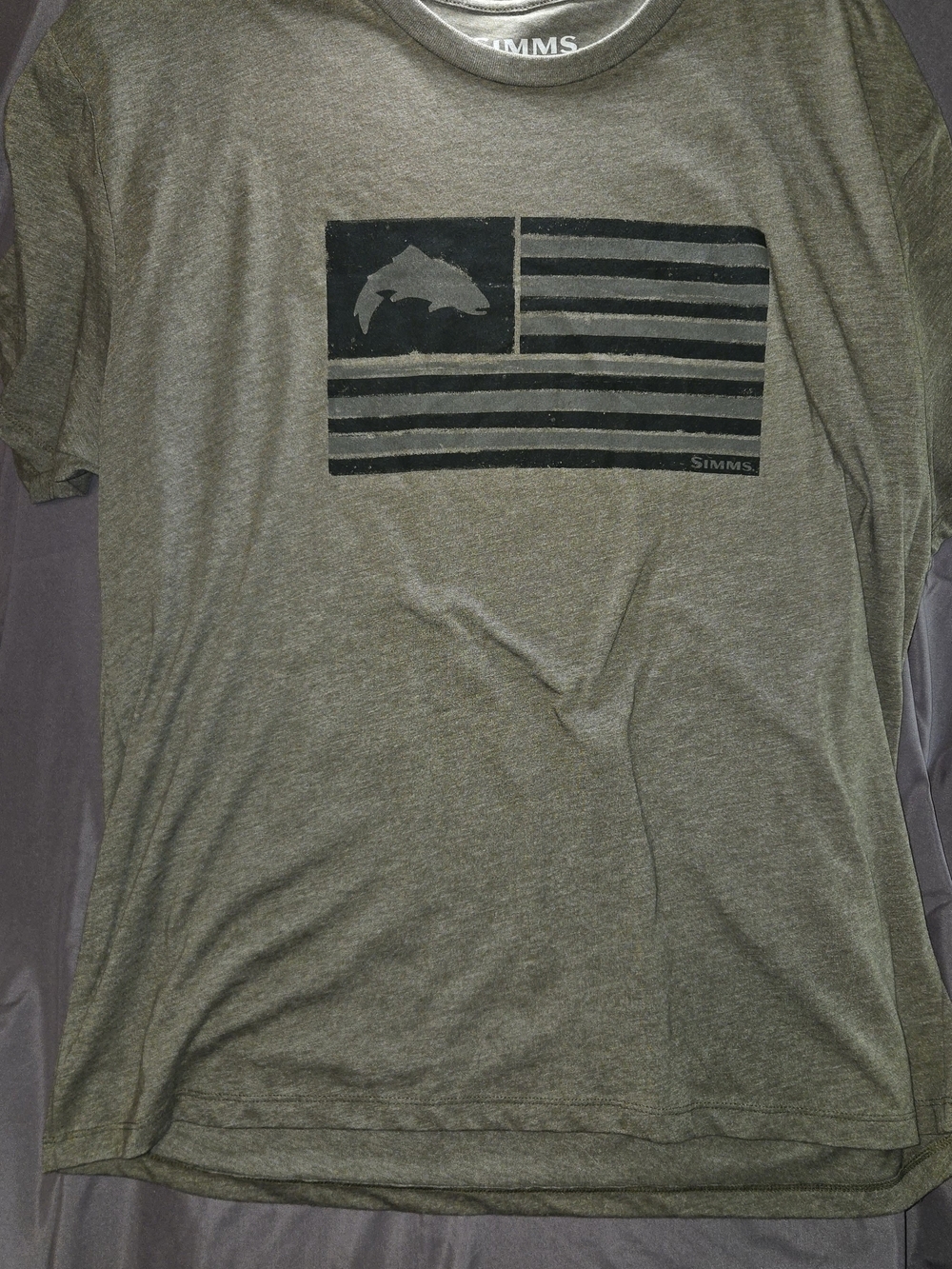 Simms Olive Green Short-Sleeve Flag Graphic Tee